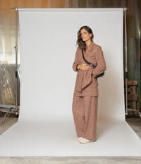 Wide Pied-de-Poule Trousers