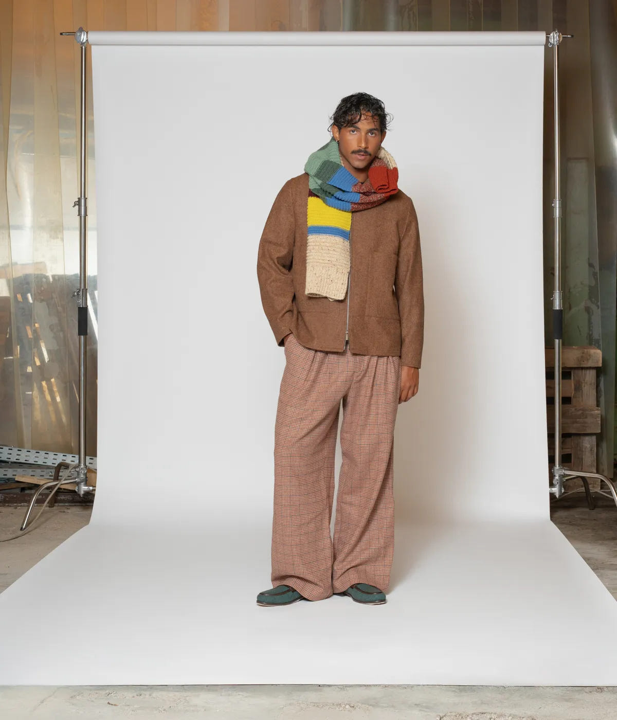 Wide Pied-de-Poule Trousers