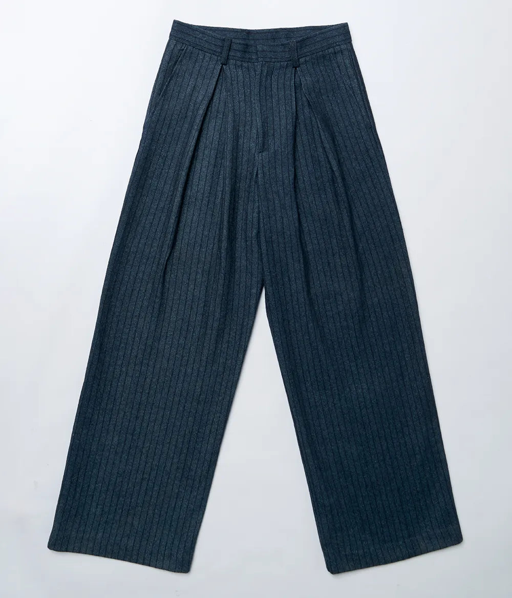 Wide-Leg Pinstripe Trousers