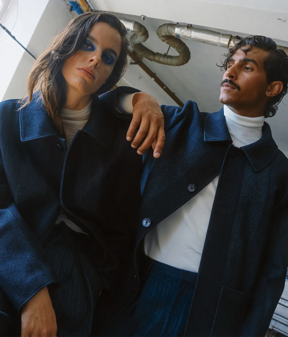 Sobretudo Botões Burel Denim